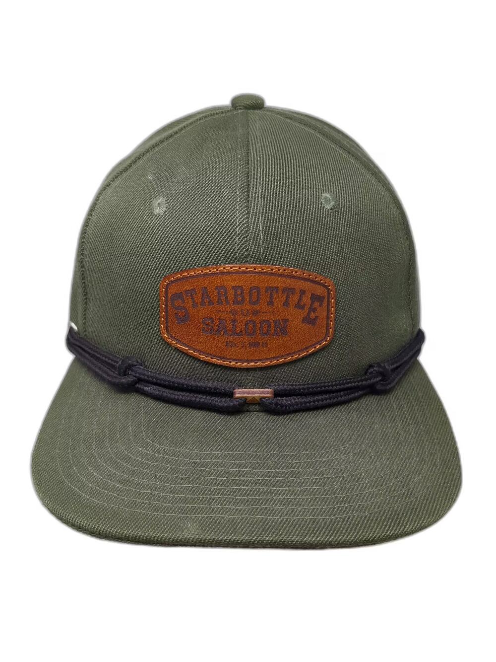 Findlay Starbottle Saloon Green Snapback Hat One Size Rope Leather Patch OSFM
